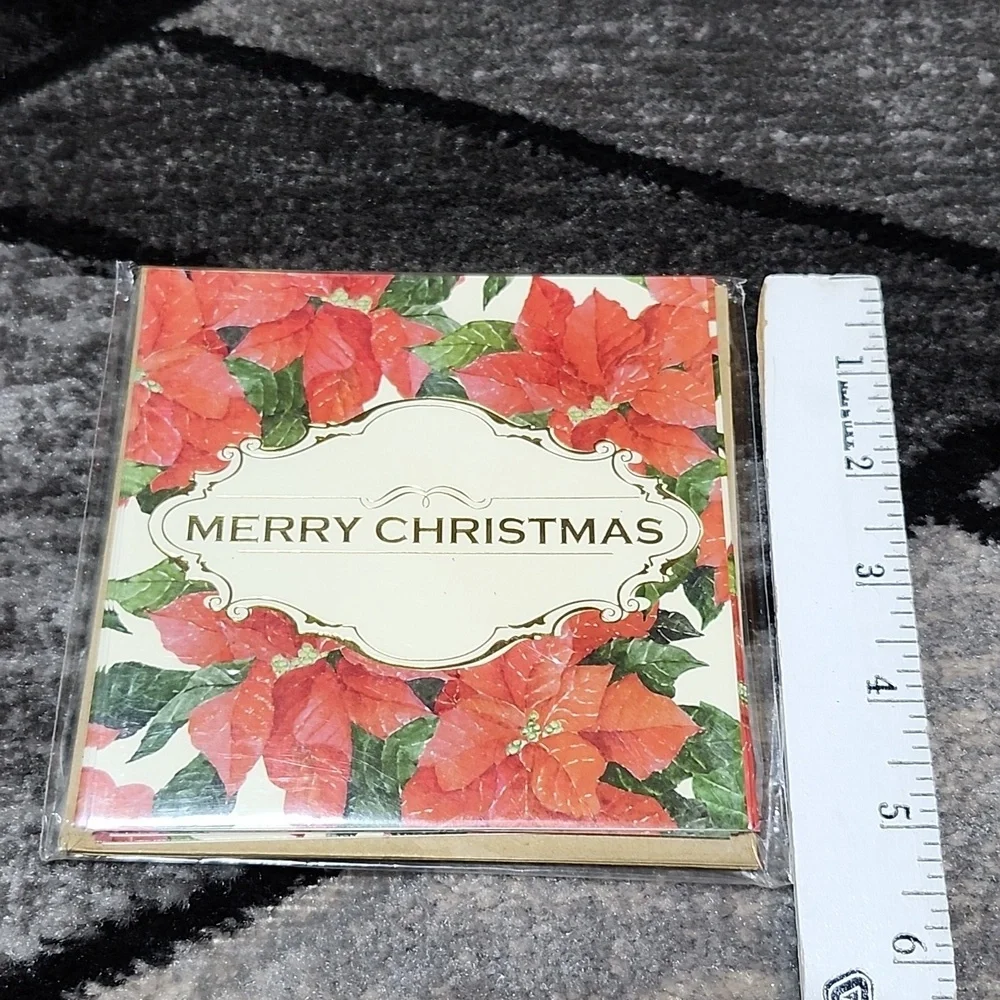 VINTAGEMICHAEL'S POINSETTIA GOLD FOIL MERRY CHRISTMAS 30 BLANK NOTE CARDS & ENV…